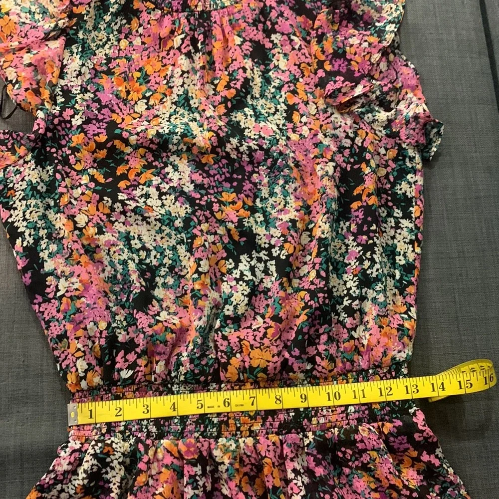 1. State Floral Mini Dress Black Medium Tiered Lined Wedding Guest Bridal Shower